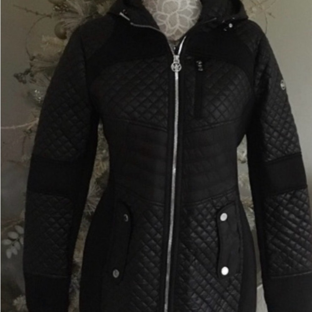 Michael Kors Hooded Black Quilted Jacket Pre-Owned Used once